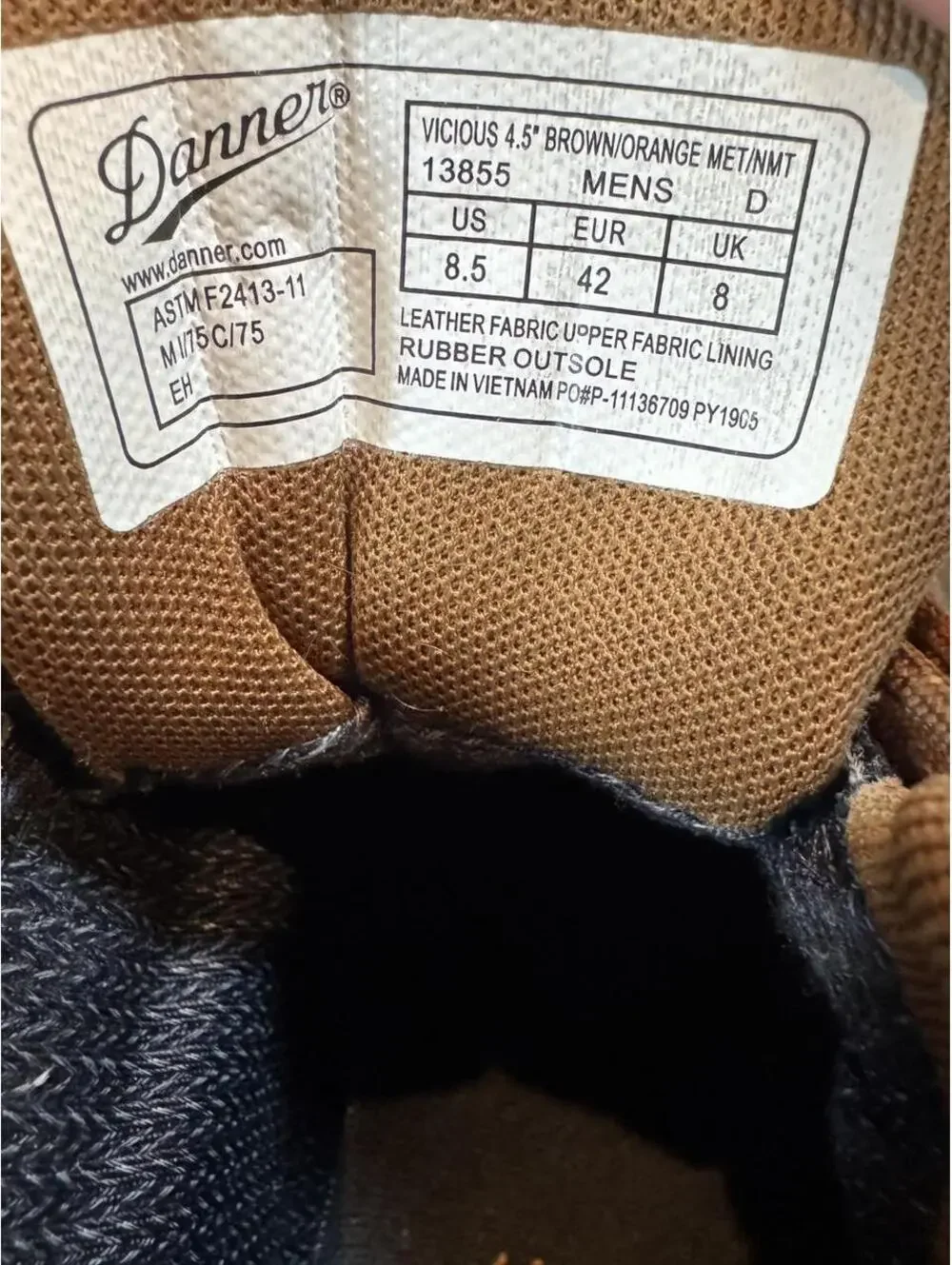 Danner Vicious “4.5 MET NMT” Work Boots Mens 8.5 D Gore-Tex Composite Toe 13855